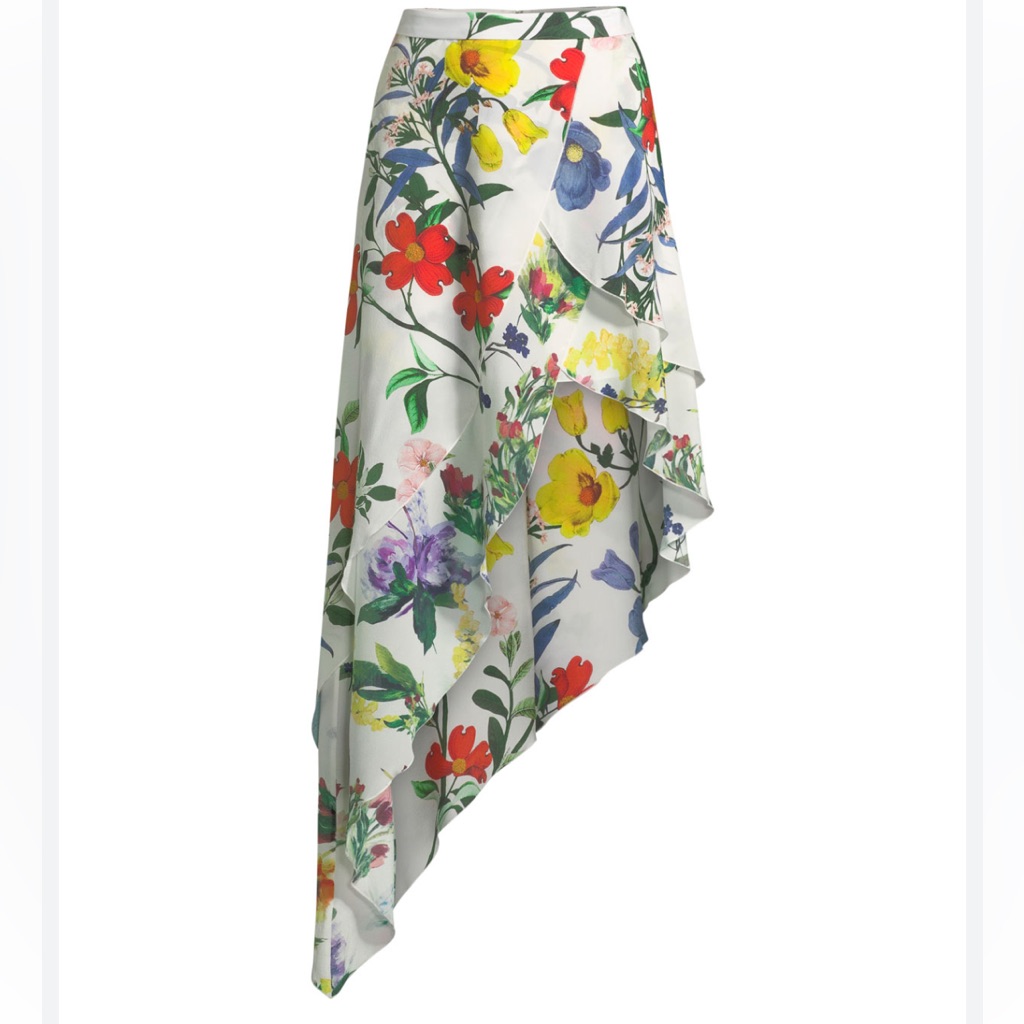Alice + Olivia- W Tags Joeanne Floral-Print Tiered Asymmetric